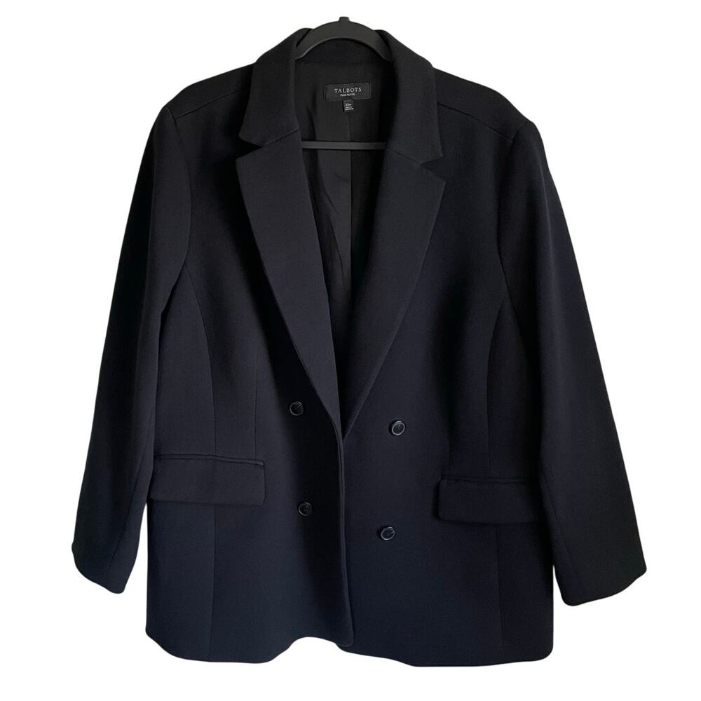 Talbots Double Breasted No Close Blazer Jacket Black Sz 22WP Classic Career